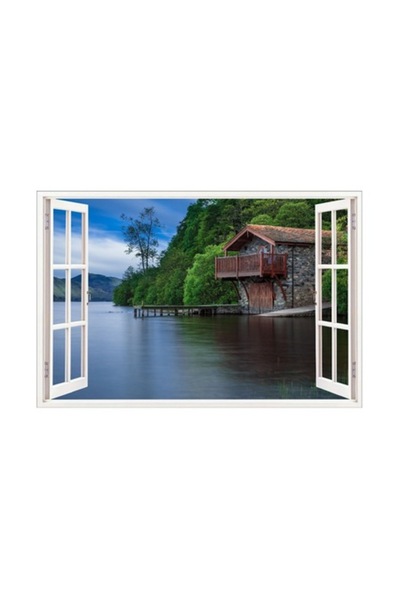BV Autocolant decorativ - Fereastră 3D „Apă”, 85 x 58 cm