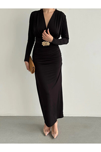 khar Φόρεμα με ειδική σχεδίαση με κορδόνια και επένδυση από βατόμετα