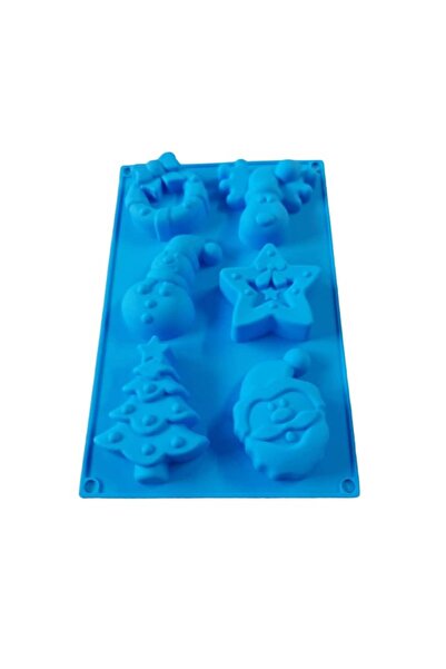 BV Formă de tort din silicon, temă de Crăciun, 6 cavități, Albastră, 27 cm (478COF)
