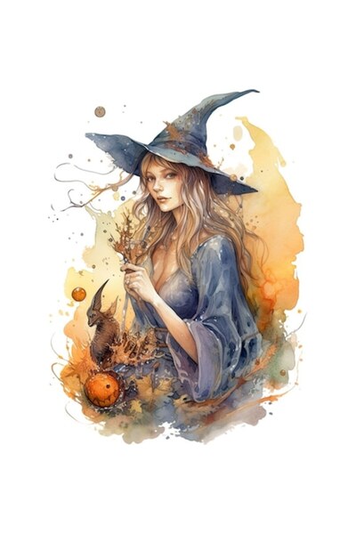 BV Autocolant decorativ - Vrăjitoare, Albastru, 82 cm