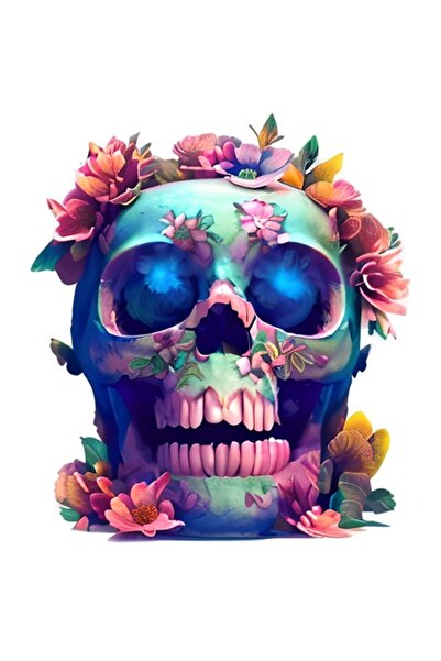 BV Декоративен стикер, Череп, Син, 69 см