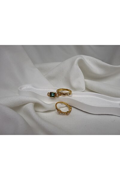 all mine خاتم فولاذي بثلاثة ألوان مع أحجار ملونة