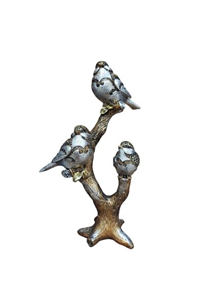 BV Decorative figurine, Birds on a tree branch, Silver, 31 cm