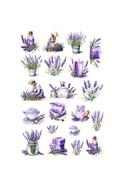 BV Autocolant decorativ - Colaj lavandă, 20 de autocolante, violet, 90x60 cm