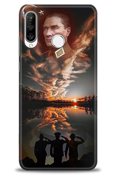 Rulet Aksesuar غطاء متوافق مع هاتف هواوي P30 لايت HD مطبوع - غطاء سيليكون بتص...