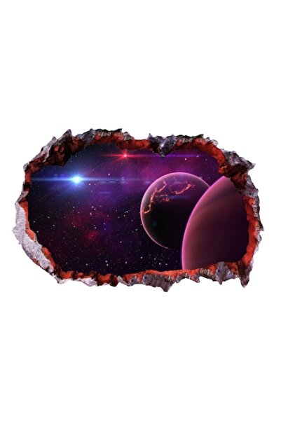 BV Autocolant decorativ 3D „Gaură în perete” Planetă, 85 cm