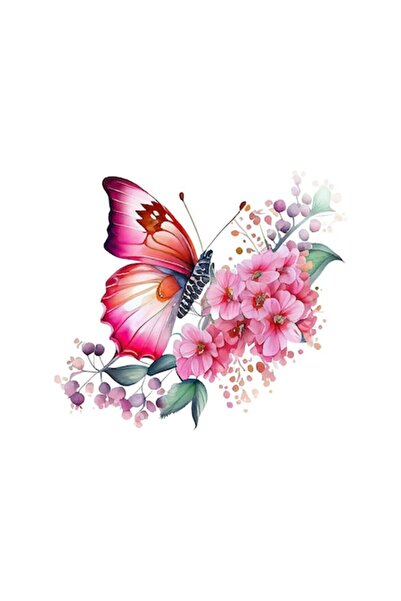 BV Autocolant decorativ, Fluture, Roz, 69 cm