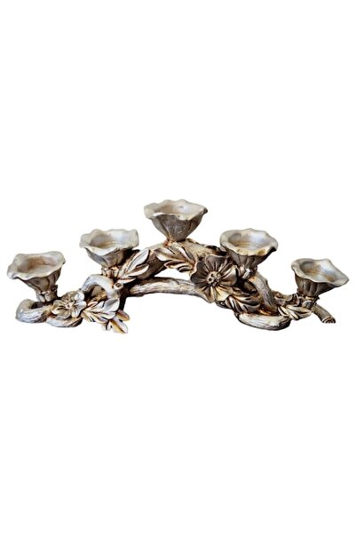 BV Suport pentru lumânări cu 5 lumânări, argintiu, DVTR0011