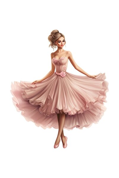 BV Autocolant decorativ - Balerină, roz, 72 cm