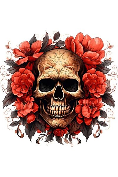 BV Autocolant decorativ, craniu, roșu, 61 cm