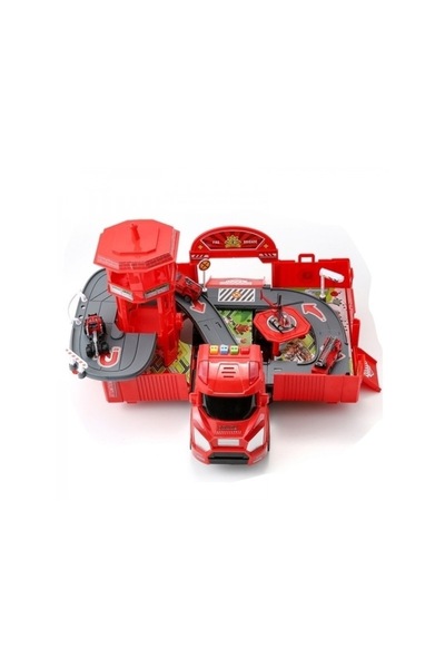 ALIBIBI 2-in-1 Transformers Truck AliBibi® garage set with 3 cars and 1 helicopter