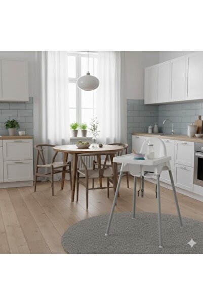 OEM Scaun înalt pliabil Linda Alb/Gri pentru bebeluși până la 3 ani — centură de siguranță și margine anti-vărsare