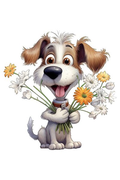 BV Autocolant decorativ - Câine, Alb, 64 cm