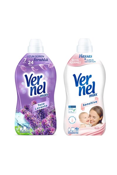 Vernel Max Kons.Çam.Yumuşatıcı 1440 ml Lavanta ve Sensitive 2 li