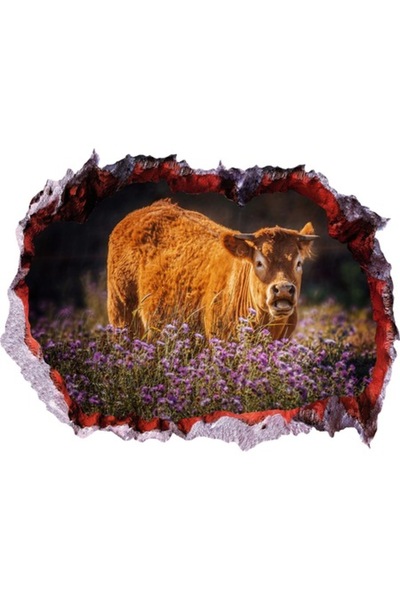 BV Decorative sticker 3D wall hole, Cow, 85 cm (407STK)
