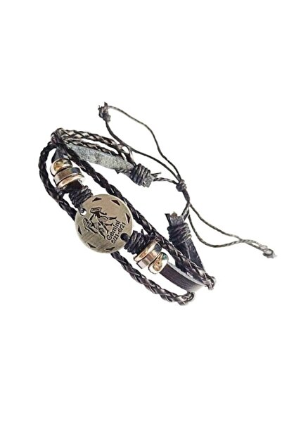 BV Bratara din piele ecologica Zodiac Gemeni, Negru (BR50)