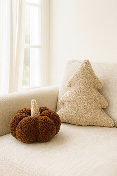EYPRICH Teddy Decorative Pine Tree and Pumpkin Pillow/Cushion