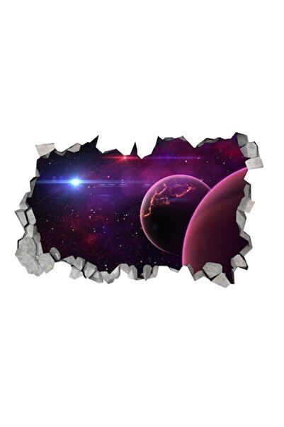 BV Autocolant decorativ - gaură 3D în perete, Planet, 85 cm