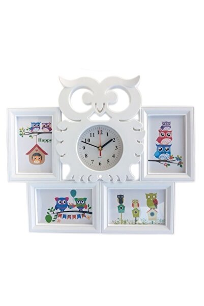 BV Collage photo frame, owl-shaped with 4 photos and clock, 45 cm, 1359G