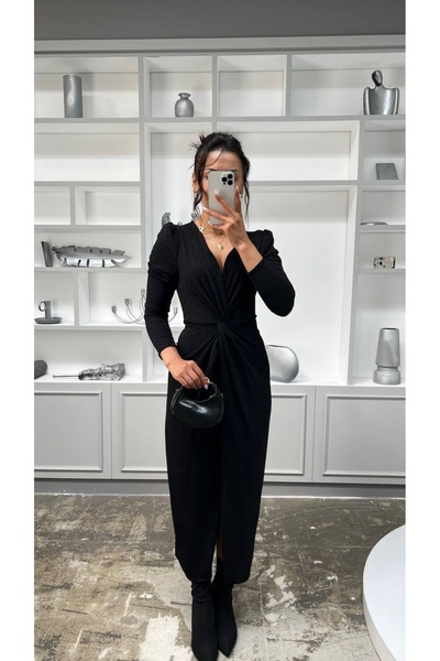 MY GRS SİMLİ BÜZGÜ DETAYLI ELBİSE