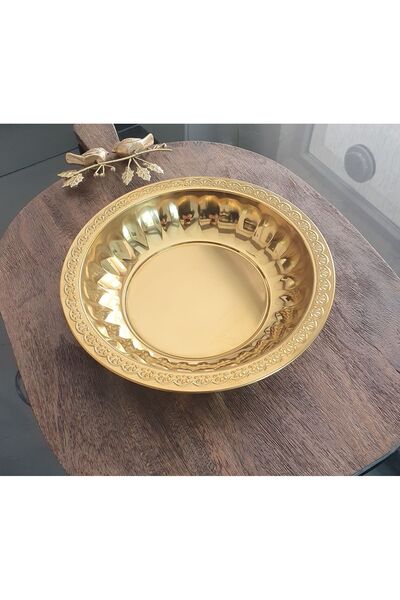 LOVYCO Gold Detailed Presentation Plate Serving Plate & Fruit Plate 27 cm