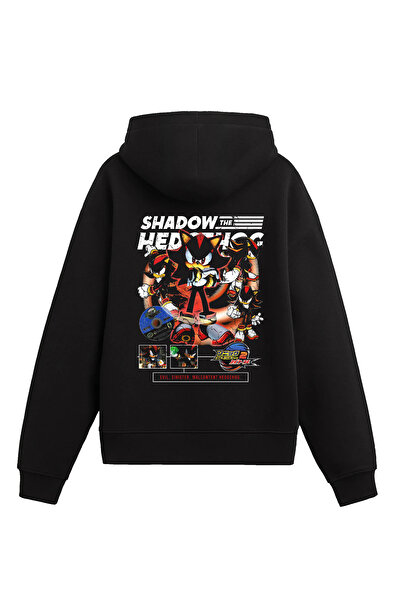 Edizen Red Sonic The Hedgehog Hoodie Unisex Oversize Siyah