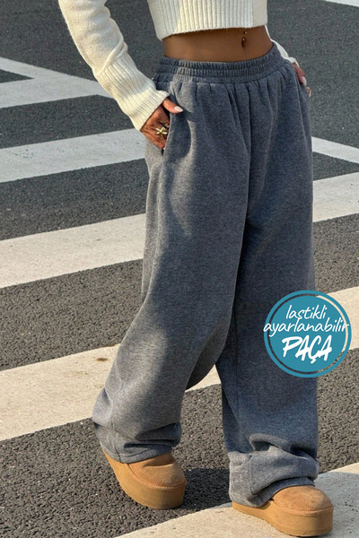 BSBSPOR Ανδρικά γυναικεία φαρδιά ρούχα με ρυθμιζόμενο μήκος πόδι, φαρδιά φούτερ παντελόνια Jogger