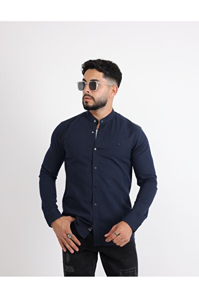 cliento Likralı Gabardin Kot Casual Şık Erkek Gömlek