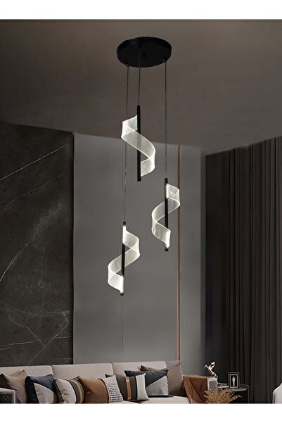 best power Nordic Creative Pendant Light 7035-3-BK Acrylic Spiral Chandelier