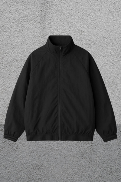 ModaTEKS سويت شيرت من الصوف ذو قصة مريحة للجنسين، مقاوم للبرد، أسود برقبة واقفة