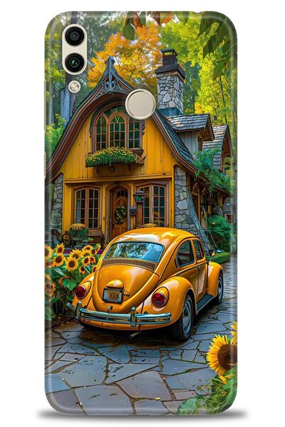 Rulet Aksesuar غطاء متوافق مع هاتف هواوي هونر 8C HD مطبوع - غطاء سيليكون بتصم...