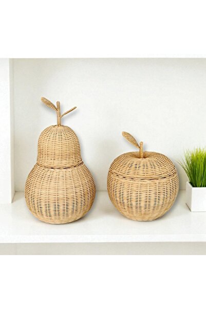 Felis Arte Doğal Bambu , Dekoratif Elma ve Armut Set, El Dokuması , Rattan , ...