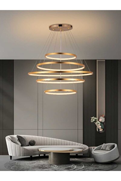 best power ثريا LED حديثة بخمس حلقات 6594 - 3 مستويات إضاءة - 316 واط - ارتفا...