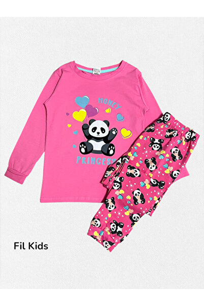 elmas kids Детски комплект пижама с дълги ръкави от 100% памучен джърси с роз...