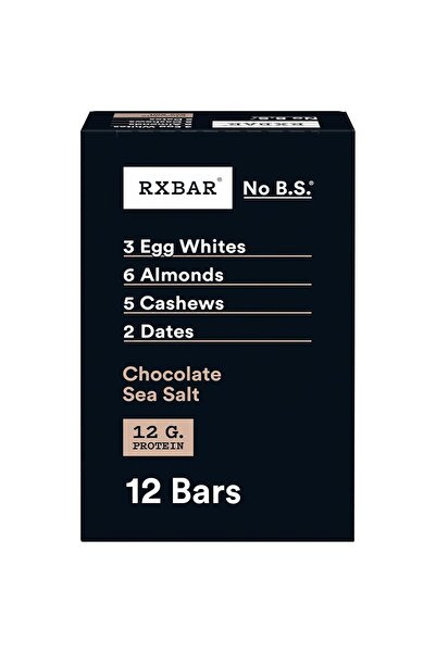 RXB ألواح بروتين RXBAR، شوكولاتة وملح البحر، علبة 22 أونصة (12 لوحًا)