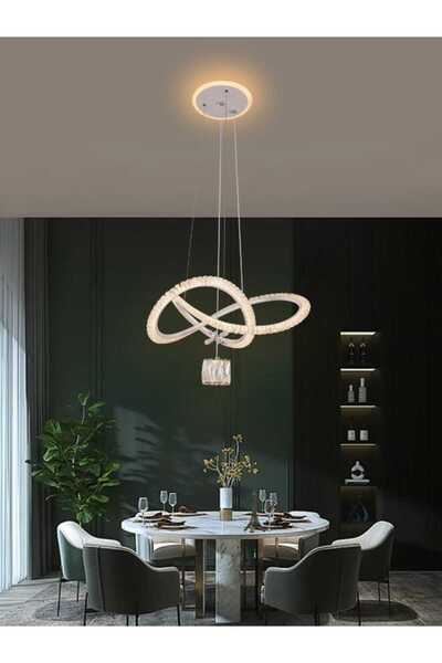 best power ثريا سقف LED 6618 - إضاءة ثلاثية المستويات، 60 واط، ذهبي، سلك قابل للتعديل بطول 90 سم، قاعدة إضاءة