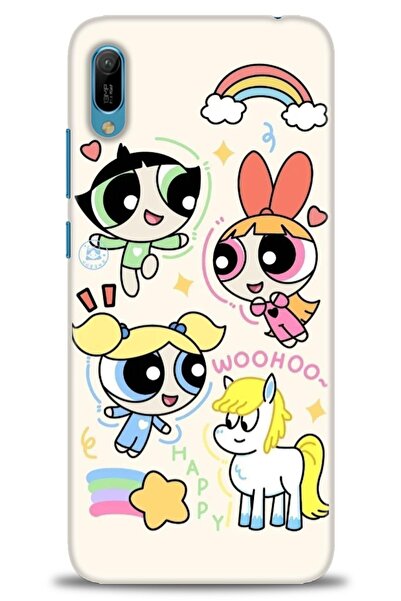 Rulet Aksesuar حافظة متوافقة مع هاتف هواوي Y6 2019 HD مطبوع + واقي شاشة سيرام...