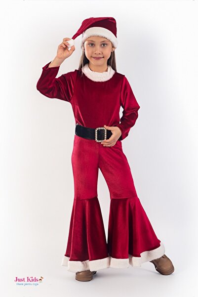 Justkids Salopeta Crăciunită, 3 piese, salopetă, căciula de Moș Crăun, curea ...