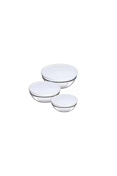 Borcam Sada 3 sklenených misiek s viečkom, Pasabahce 97314, 0,59 l, 1,1 l, 1,7 l