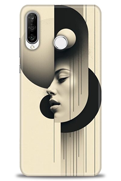 Rulet Aksesuar حافظة متوافقة مع هاتف هواوي P30 لايت HD مطبوع + واقي شاشة سيرا...