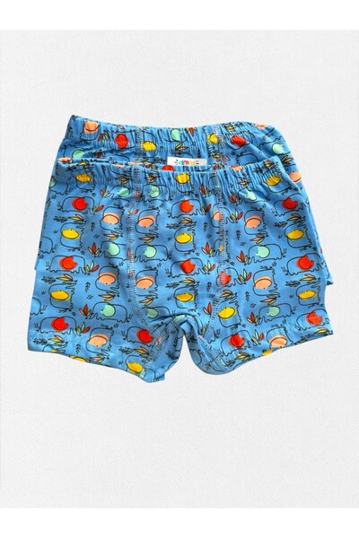 elmas kids Erkek Çocuk %100 Pamuklu Mavi Renk Fil Desenli Ağ Kısmı Dikişli Ge...