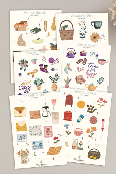 tinystoriestr Vintage Sticker Set / 6 Sayfa