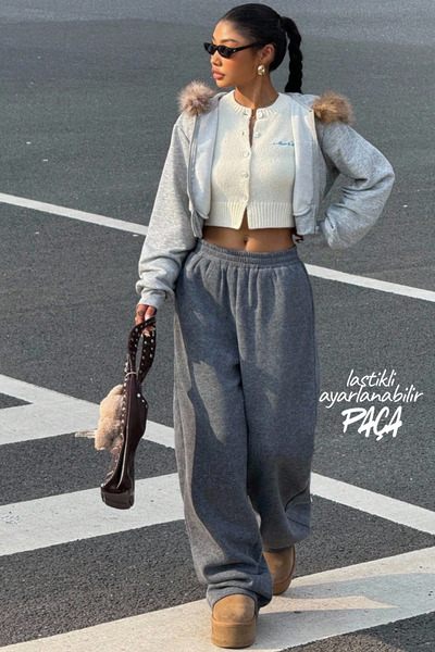 BSBSPOR Ανδρικά γυναικεία φαρδιά ρούχα με ρυθμιζόμενο μήκος πόδι, φαρδιά φούτερ παντελόνια Jogger