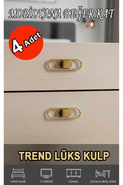 İMT AKSESUAR Lüks Trend Mobilya Kulpu Altın 32 m 4 Adet Dolap Yatak Odası Tv ...