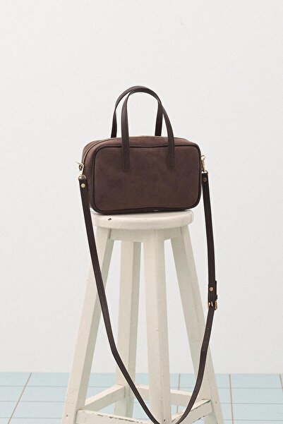 Jolamier Süet Omuz Çantası Acı Kahve