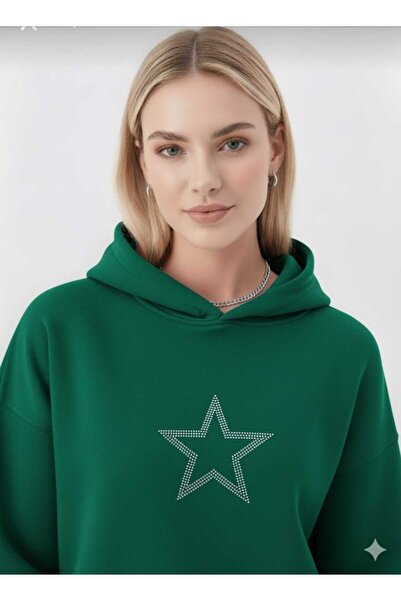 blackbonds Hanorac supradimensionat cu 2 fire, gros, cu imprimeu Star Stone