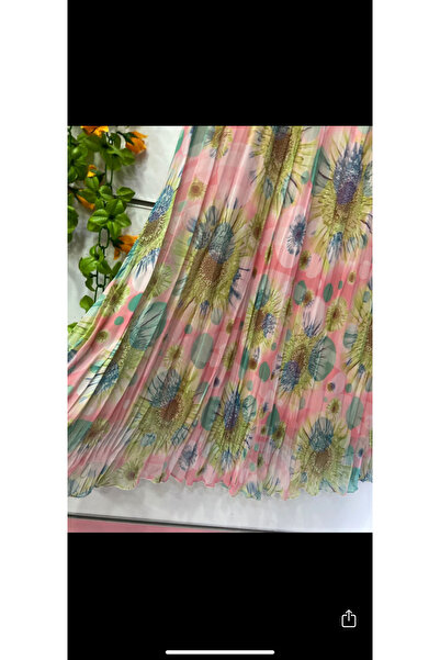 edu collection Patterned Chiffon Bell Skirt with Lining