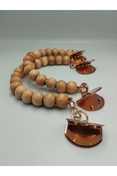 Zeyora Ahşap Boncuklı Çanta Sapı (12 CM),Çanta Aksesuarı,Aparatlı Çanta Sapı