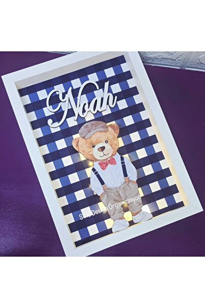 s'he design organizasyon LEDLİ AHŞAP OBJELİ KAPI SÜSÜ /ERKEK BEBEK İSMİNE ÖZE...