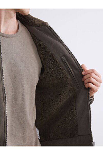 LC Waikiki LCW Vision Slim Fit Gömlek Yaka Süet Erkek Mont